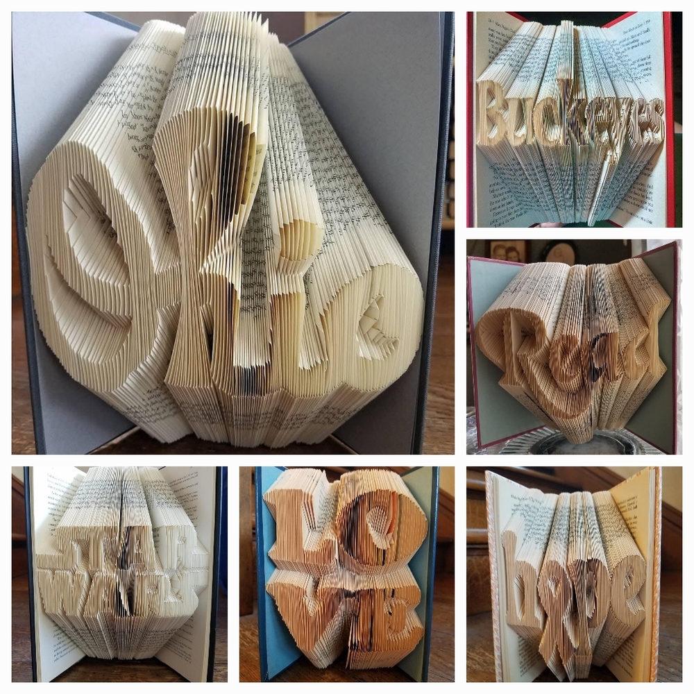Choice of 1 Hand Crafted Book Art - Ohio, Buckeyes, Read, Star Wars, LOVE, Hope